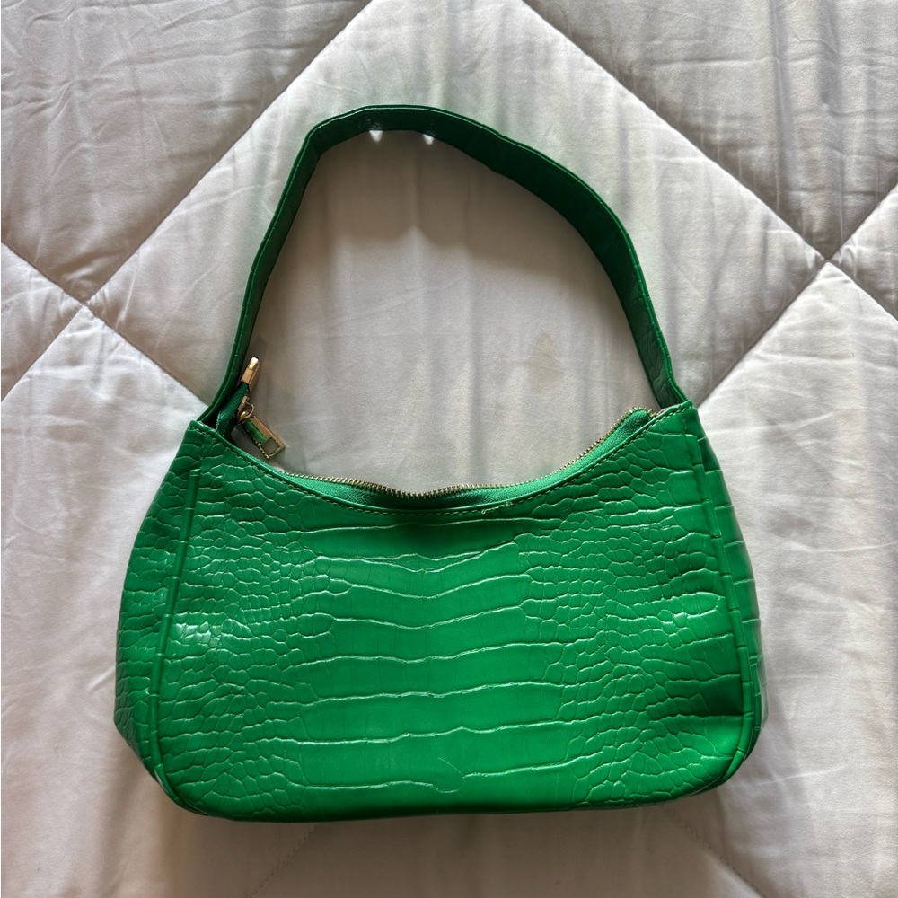 Green Crocodile-Embossed Women's Bag